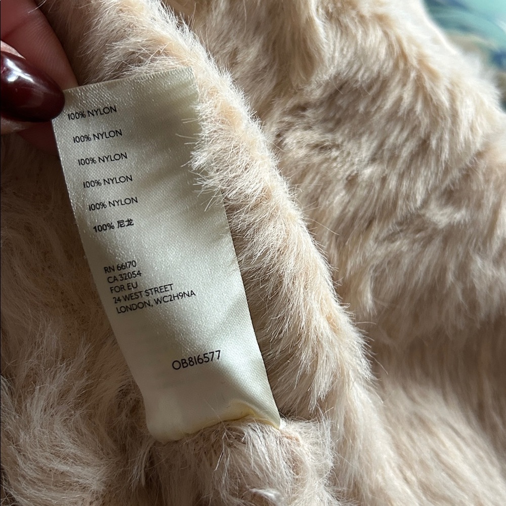 Free People Cream Soft Faux Fur Cardigan Oversized Small - Picture 14 of 15